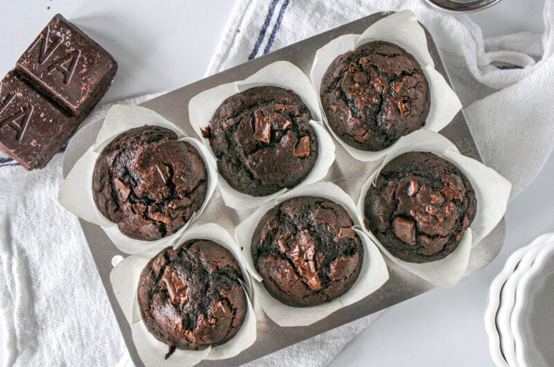 DOUBLE CHOCOLATE CHUNK MUFFINS